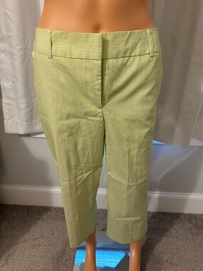 Great George size 8 green white stripe cropped flat front chino pants great
